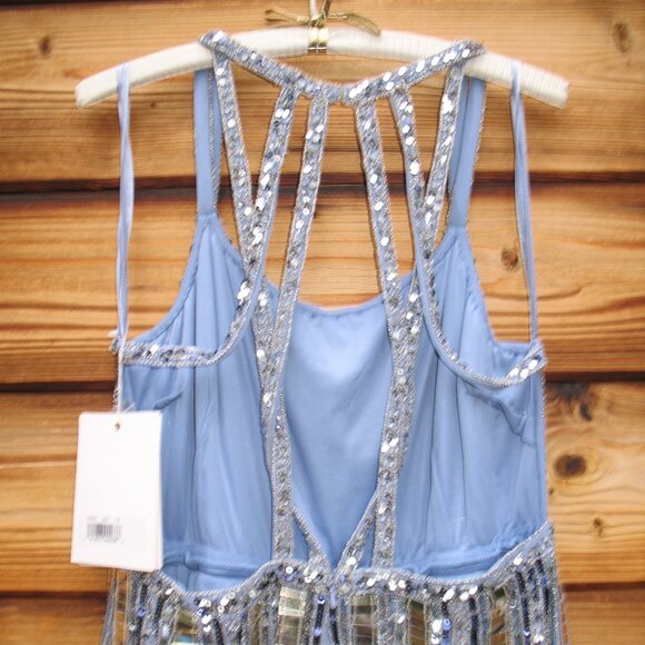 Mac Duggal 93981 Womens HALTER NECK Mirror EMBELLISHED DETAILED BACK GOWN Dress - Picture 9 of 11